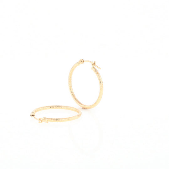 Gold Ribbed Hoop Earrings