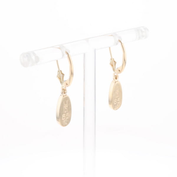 Gold Quartz Earrings Tear Drop Inlaid Lever Backs