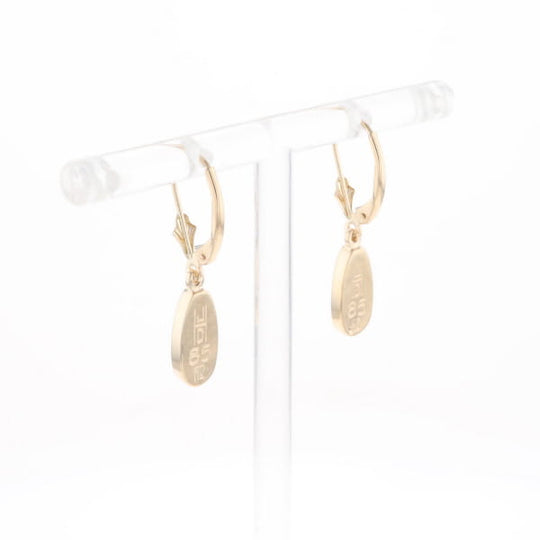 Gold Quartz Earrings Tear Drop Inlaid Lever Backs