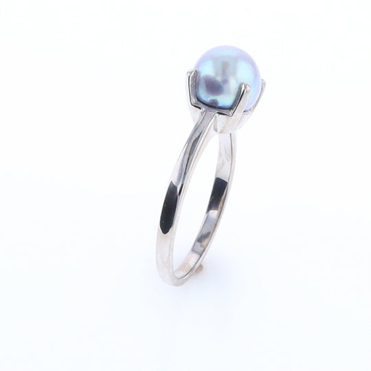 Gray Pearl Solitaire Ring