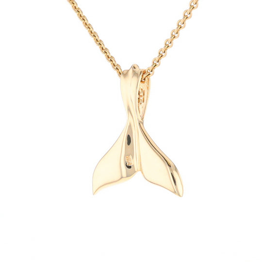 Whale Tail Necklaces Gold Quartz Double Sided Inlaid Sea Life Pendant