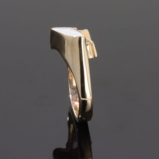 Opal Rings Geometric Inlaid with Pink Sapphire and .08ctw Diamonds