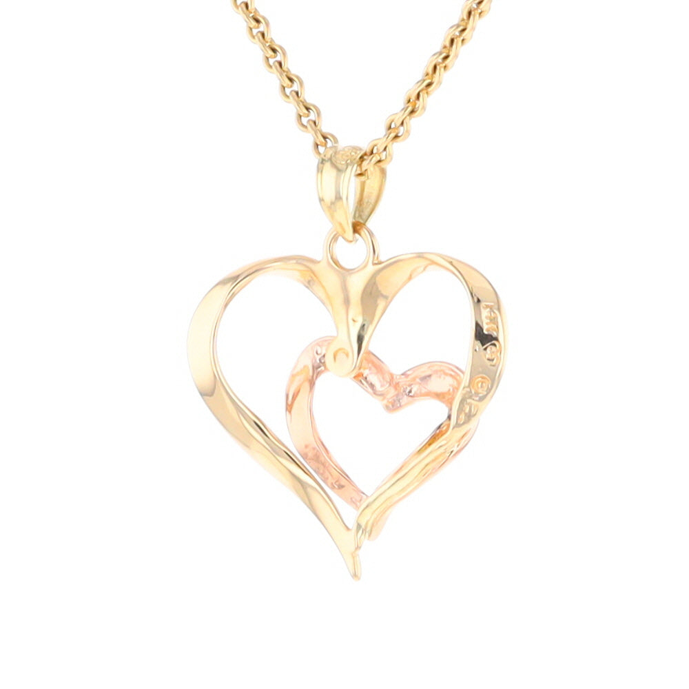 Two-Tone Double Heart Pendant