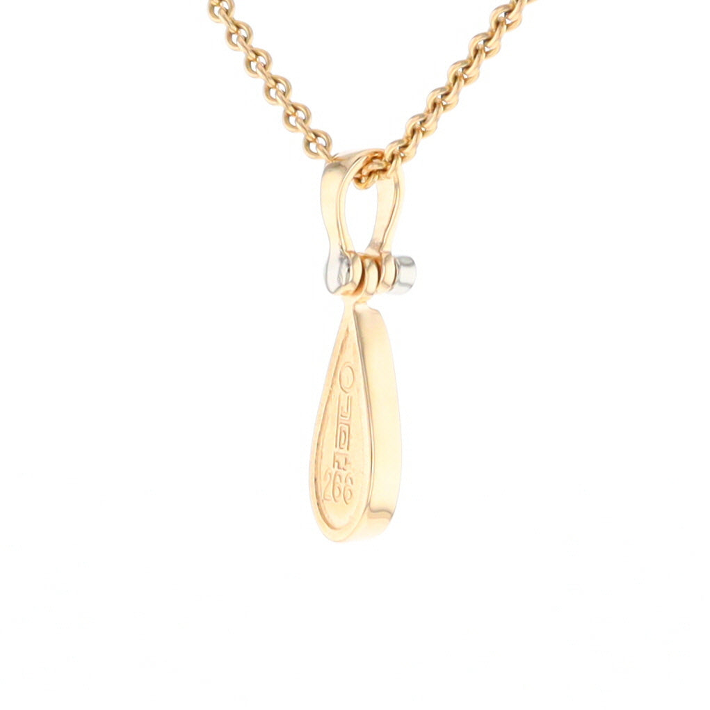 Gold Quartz Pendant Tear Drop Inlaid Design with .02ct Diamond