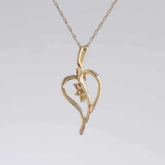 Round Opal & Diamond Heart Necklace