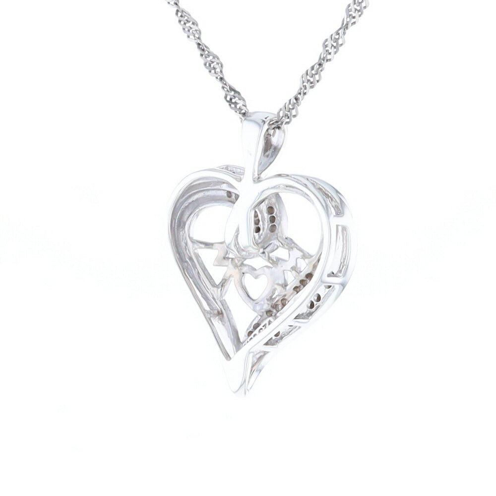 "MOM" Diamond Heart Pendant