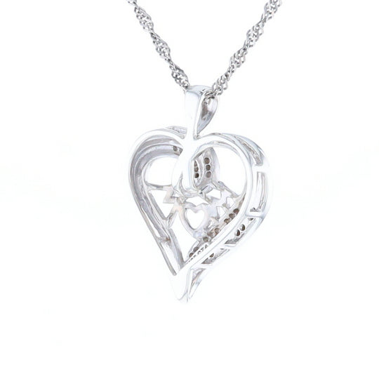 "MOM" Diamond Heart Pendant