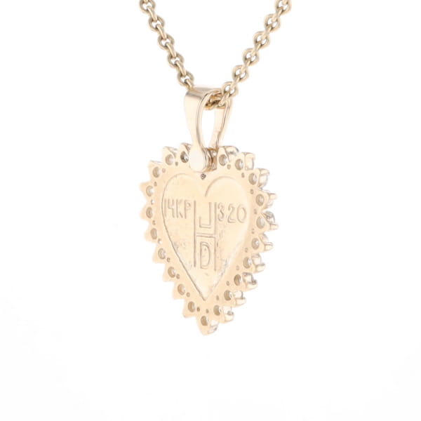 Gold Quartz Heart Shape Inlaid .55Ctw Diamond Pendant