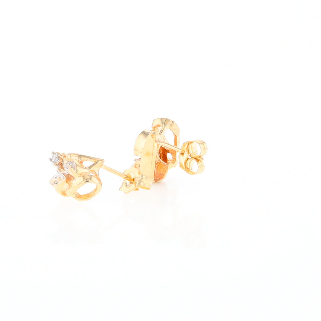 Diamond Leaf Stud Earrings