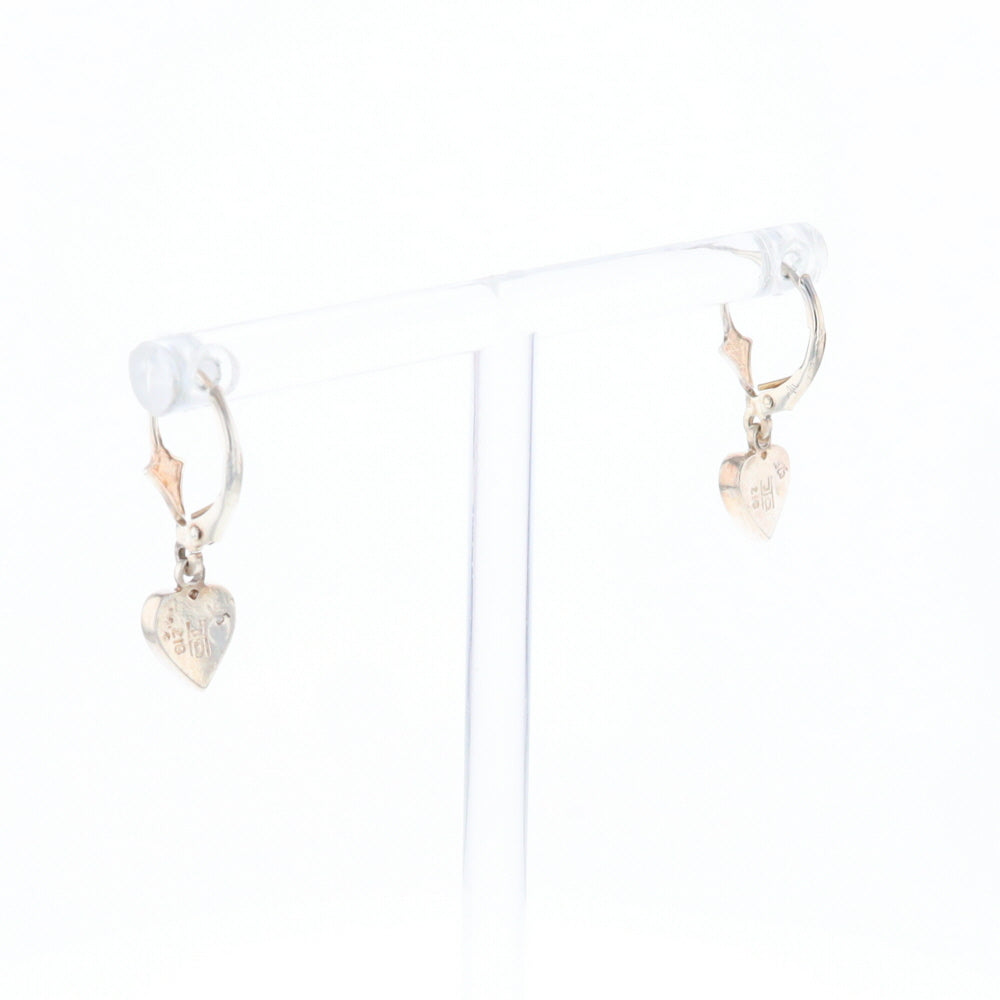 Silver Gold Quartz Inlaid Heart Earrings - G3