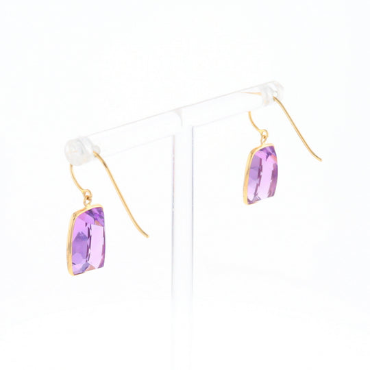 Solitaire Amethyst Dangle Earrings