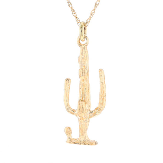 Gold Saguaro Cactus Figure Pendant
