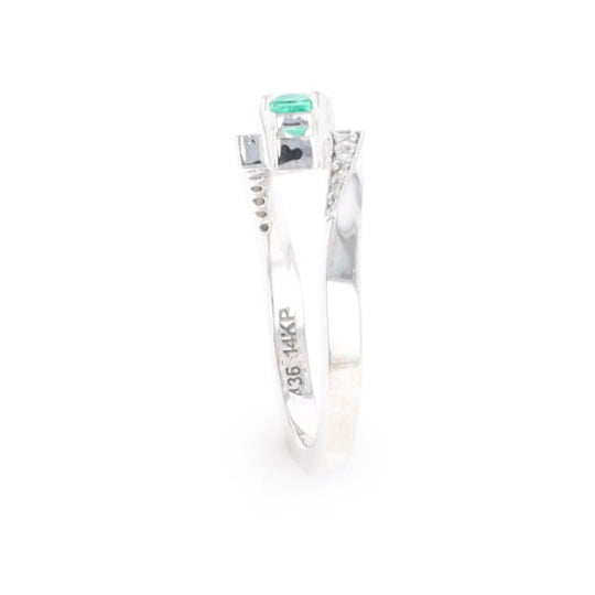Emerald Twist Ring with Diamond Accents