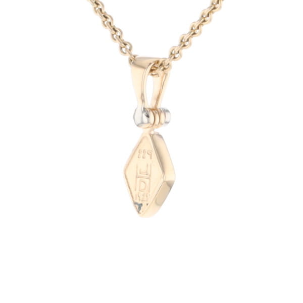 Gold Quartz Necklace Diamond Shape Inlaid Pendant with .02ct Diamond