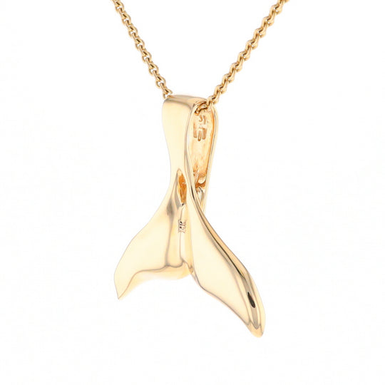 Whale Tail Natural Gold Quartz Single Side Inlaid Pendant