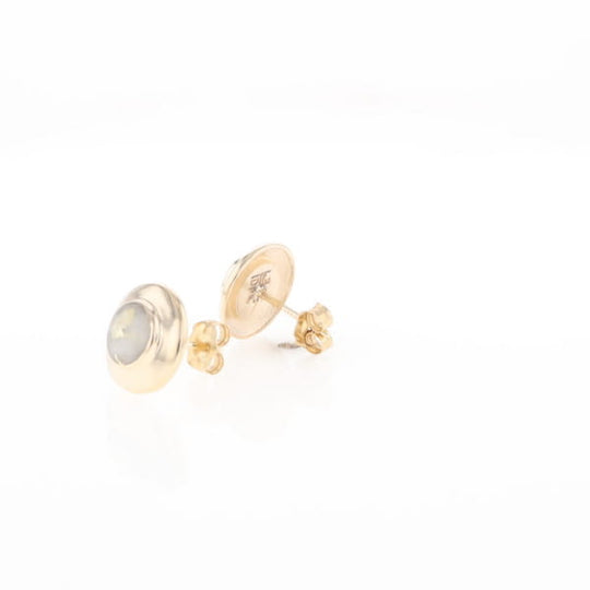 Gold Quartz Earrings Round Inlaid Design