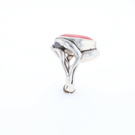 Native Oval Coral Free Form Ring