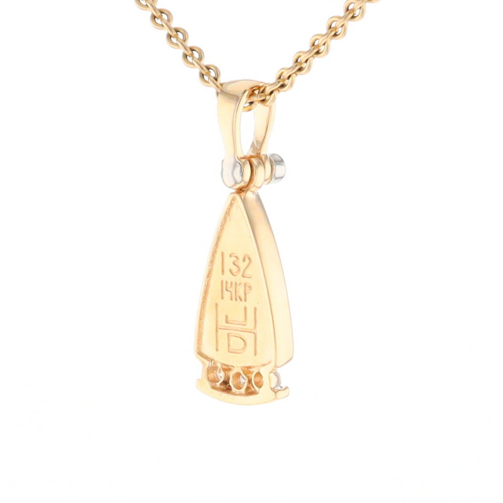 Gold Quartz Triangle Inlaid Pendant with 0.08ctw Diamonds - G2