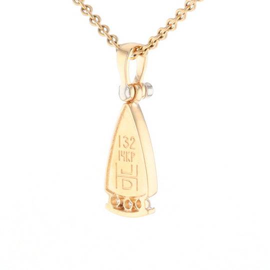 Gold Quartz Triangle Inlaid Pendant with 0.08ctw Diamonds - G2