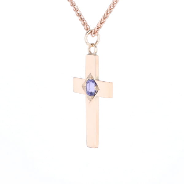 Cross Pendant with Purple Sapphire