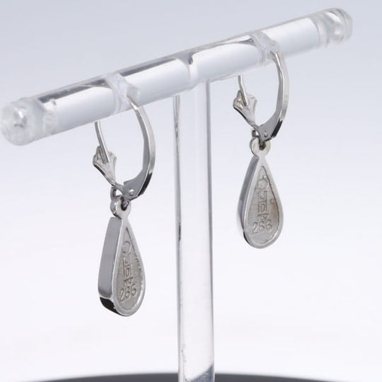 Opal Earrings Tear Drop Inlaid Design Lever Backs