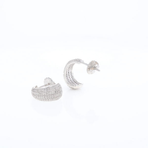 Diamond Half Hoop Stud Earrings