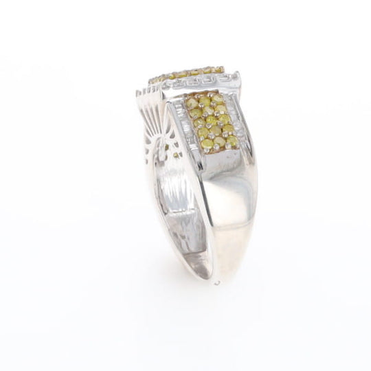Yellow and White Diamond Filigree Design Ring