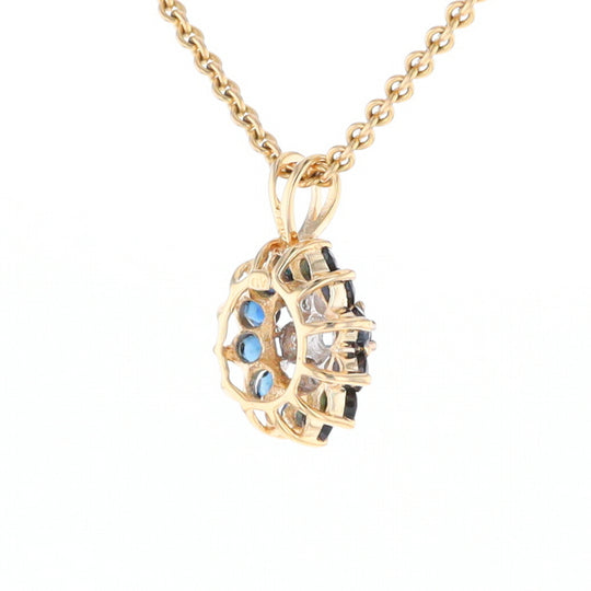 Round Diamond & Sapphire Cluster Pendant