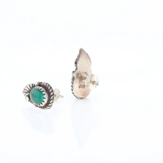 Malachite Feather Stud Earrings