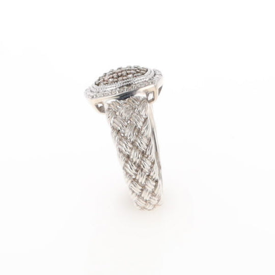 Champaign Diamond Square Braided Cluster Band