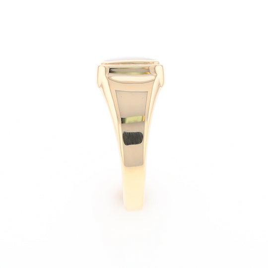 Gold Quartz Ring Square Inlaid Design