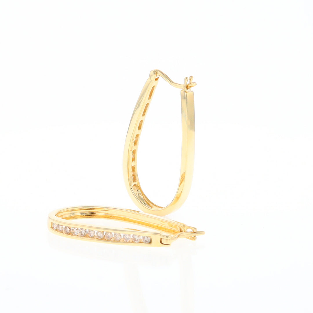 U-Shaped Channel Set Diamond Hoop Earrings