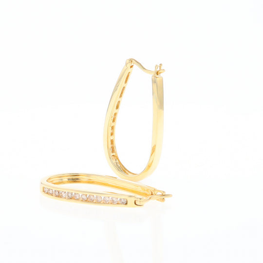 U-Shaped Channel Set Diamond Hoop Earrings