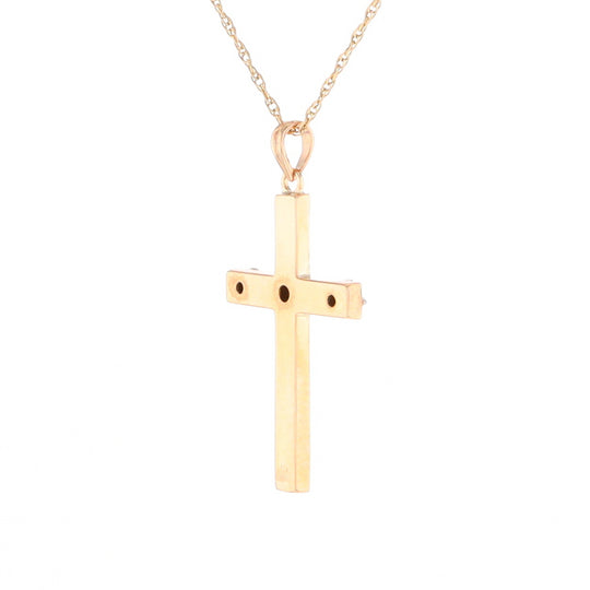 Vintage Incised Diamond Cross Pendant