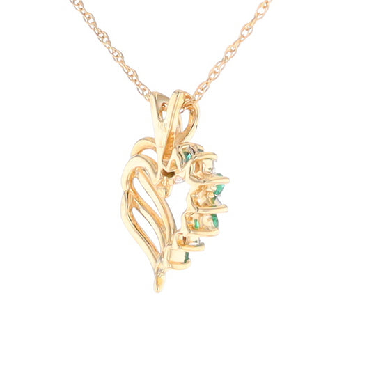 Open Heart Emerald and Diamond Pendant