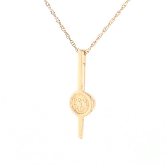 Gold Quartz Necklace Bar Design Round Superior Quality Inlaid Pendant