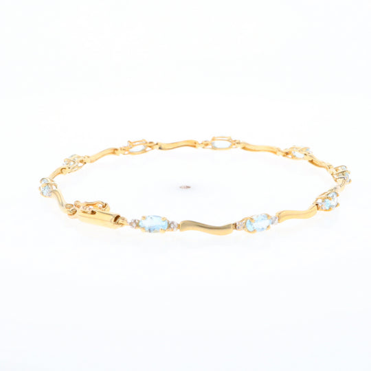 Aquamarine and Diamond Tennis Bracelet