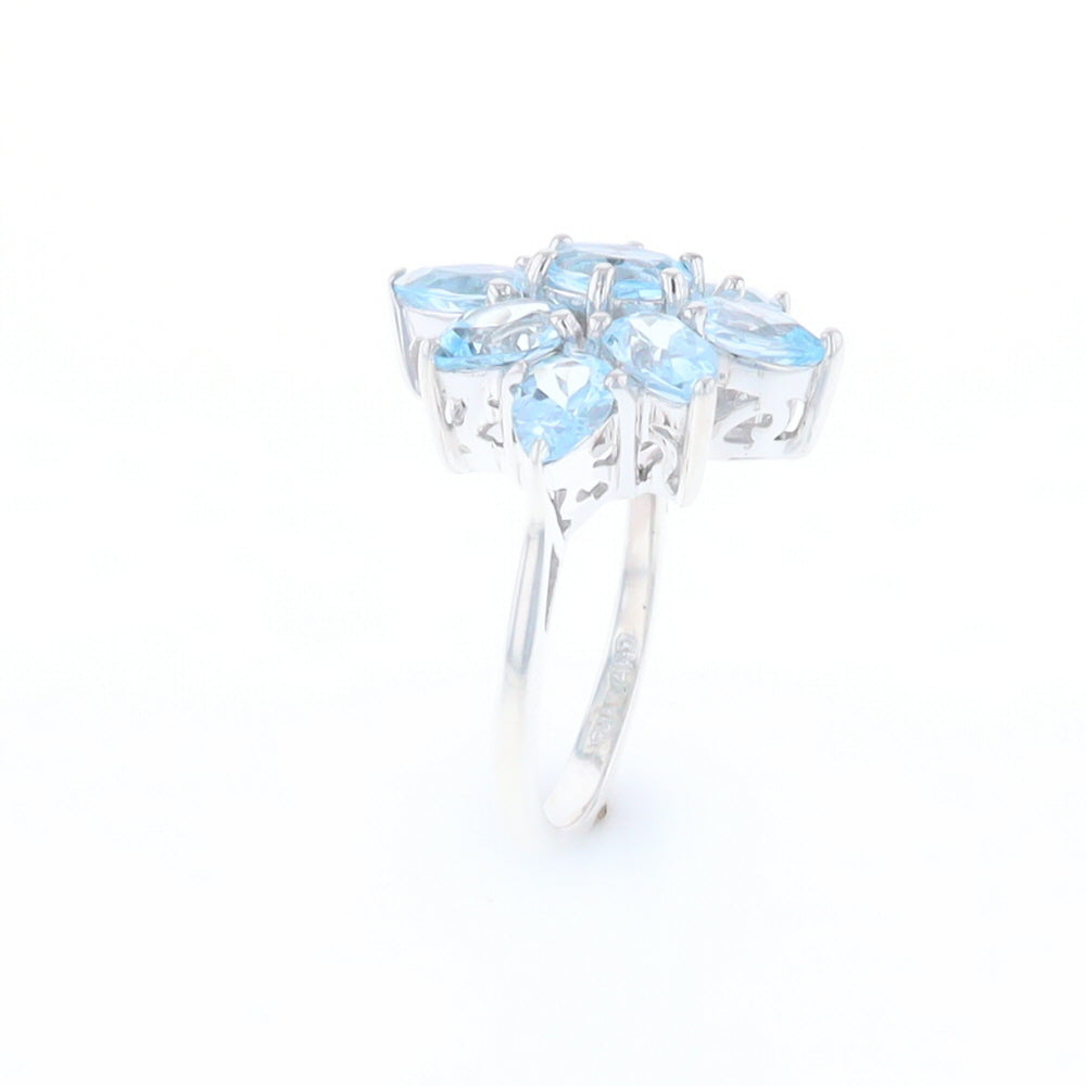 Blue Topaz Flower Ring