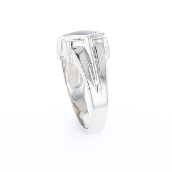 Natural onyx ring diamond shape inlaid design with .16ctw round diamonds