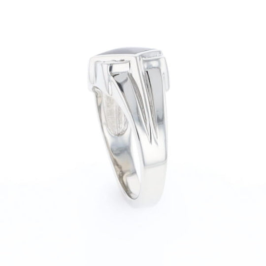 Natural onyx ring diamond shape inlaid design with .16ctw round diamonds