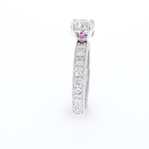 Diamond and Pink Sapphire Engagement Ring