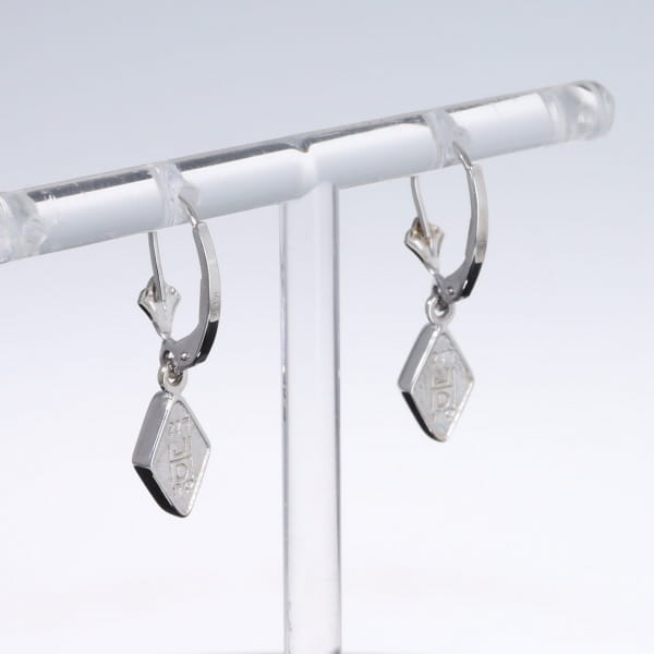 Opal Earrings Diamond Shape Inlaid Design Lever Backs