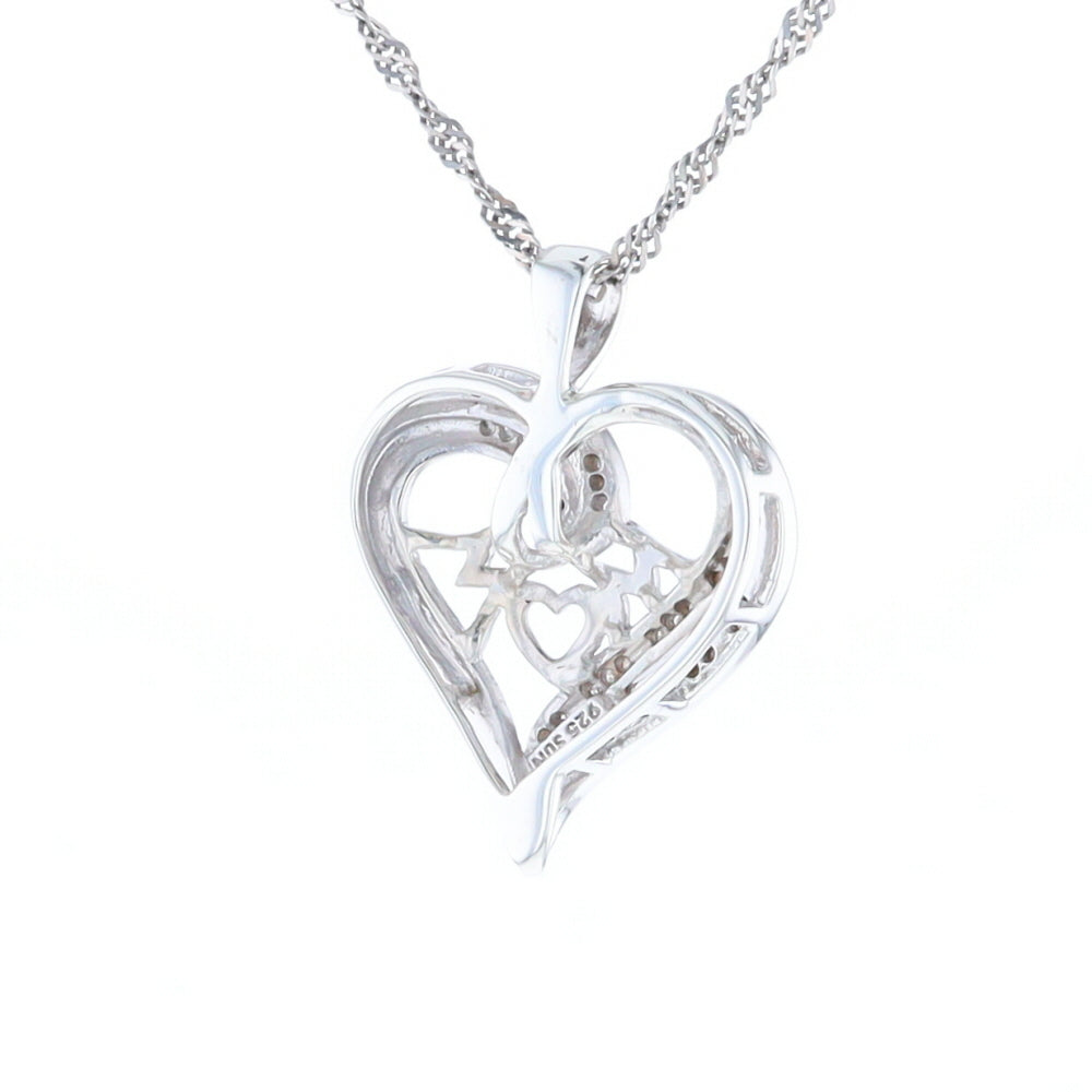 "MOM" Diamond Heart Pendant