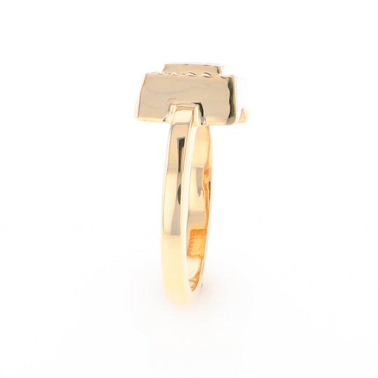 Gold Quartz Ring Square Inlaid Halo .14ctw Diamonds Design