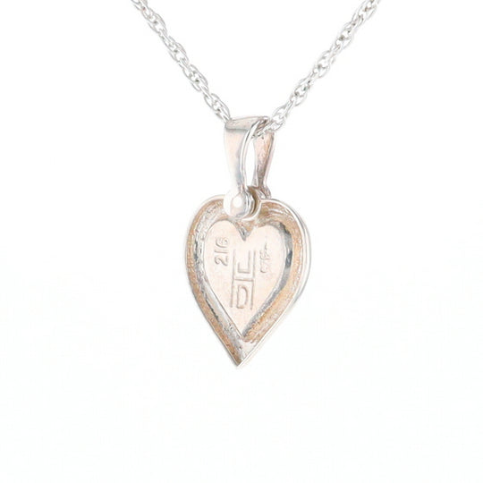 Sterling Silver Gold Quartz Inlaid Heart Pendant - G3