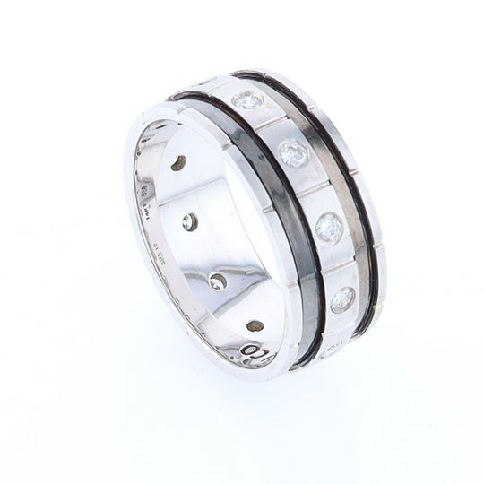 Contemporary Men's Comfort Fit Wedding Band With Diamonds