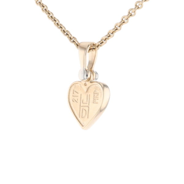 Gold Quartz Necklace Heart Inlaid Design Pendant with .02ct Diamond