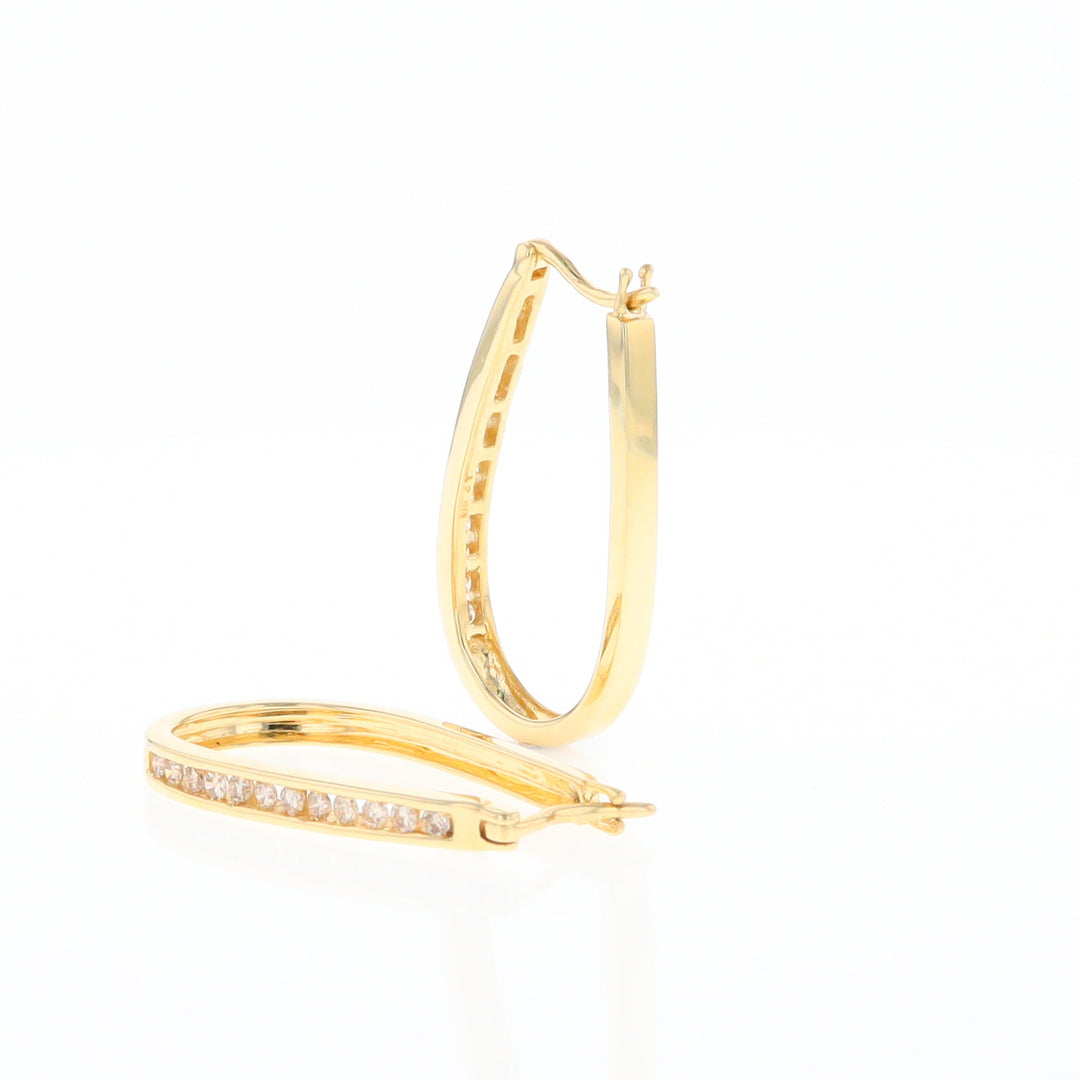 U-Shaped Channel Set Diamond Hoop Earrings