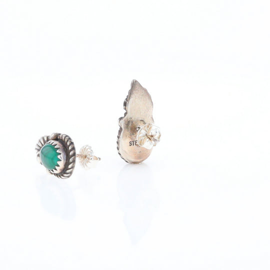 Malachite Feather Stud Earrings