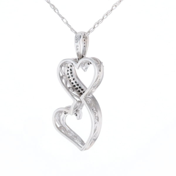 Blue and White Diamond Double Open Heart Pendant with 16" Singapore Chain